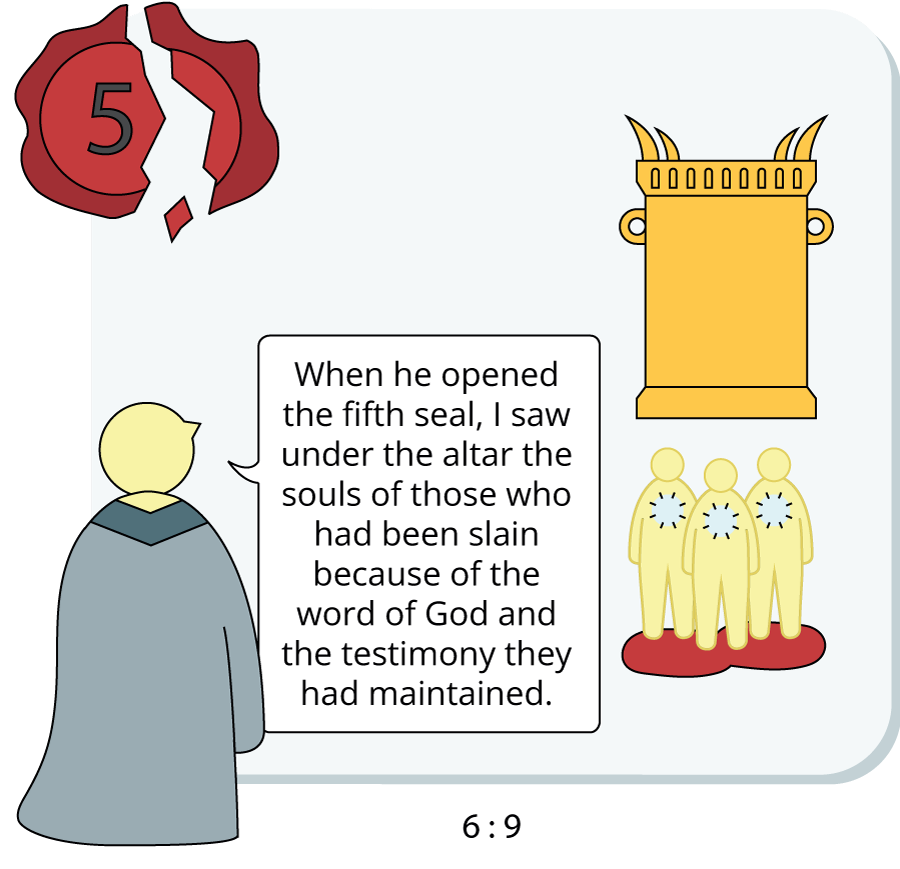 When he opened the fifth seal, I saw under the altar the souls of those who had been slain because of the word of God and the testimony they had maintained.