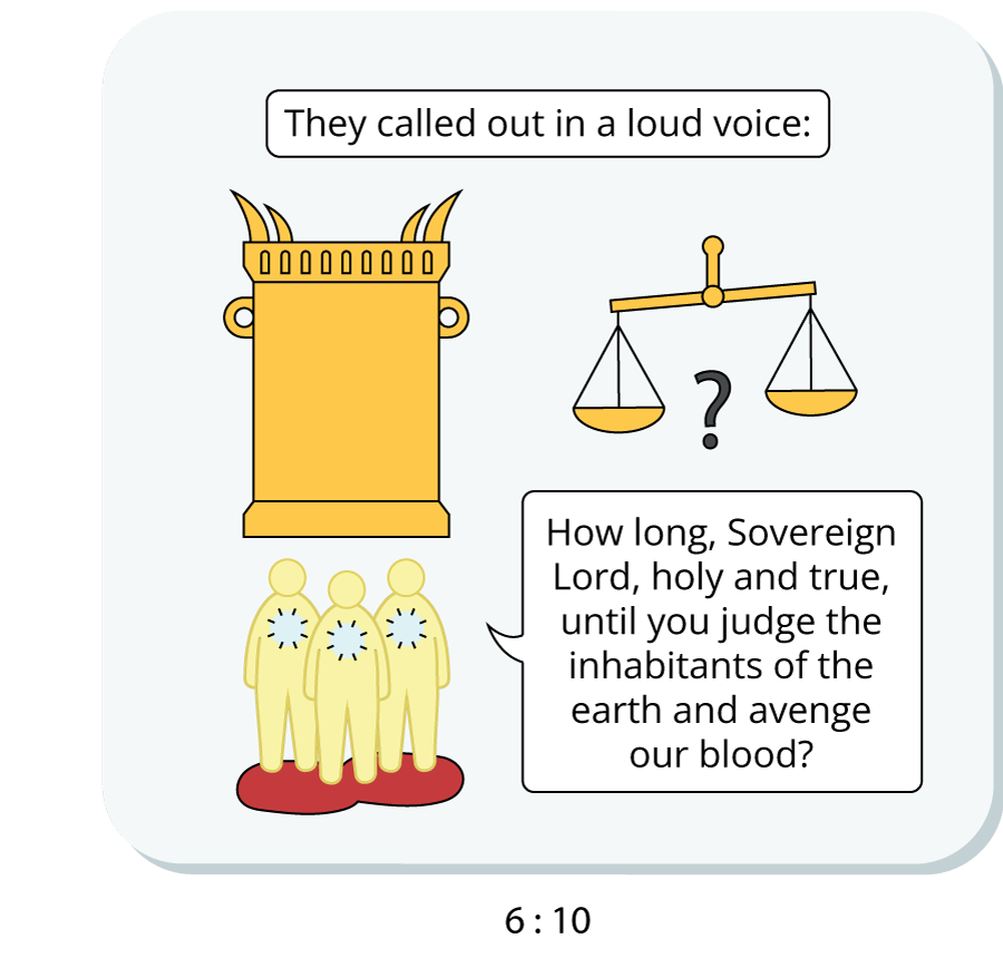 They called out in a loud voice, “How long, Sovereign Lord, holy and true, until you judge the inhabitants of the earth and avenge our blood?”