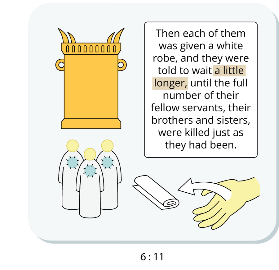 Then each of them was given a white robe, and they were told to wait a little longer, until the full number of their fellow servants, their brothers and sisters, were killed just as they had been.